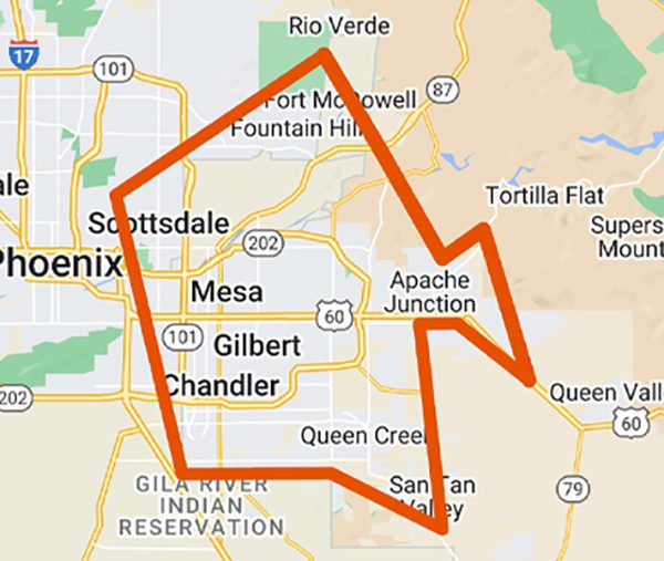 Map of Gene's AC service area.